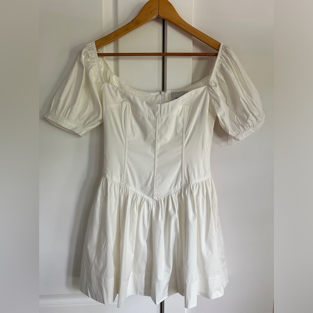 NEW Reformation Calie Mini Short Sleeve Dress Stretch Cotton White | size 4 - Picture 7 of 11